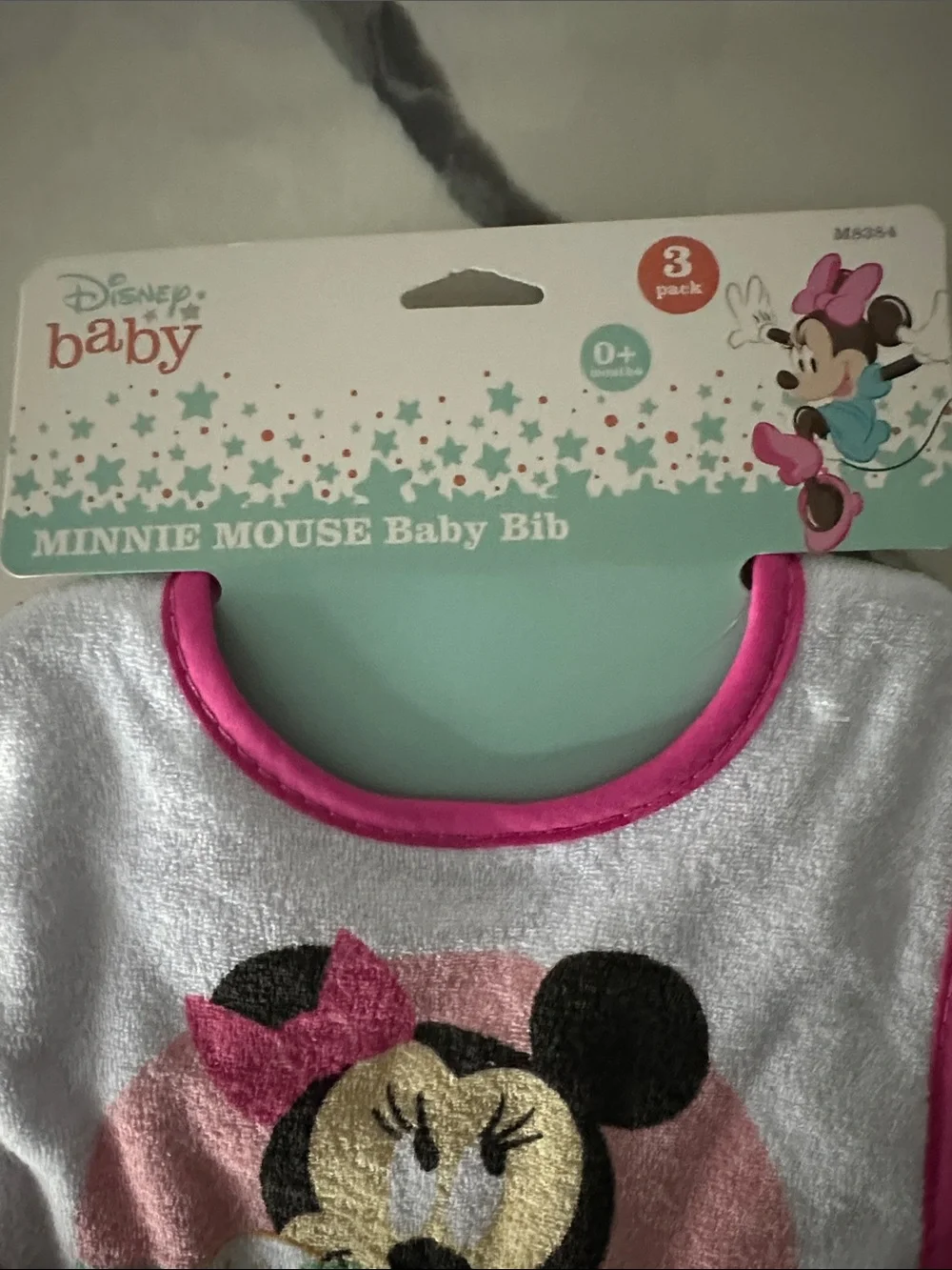 Disney Minnie Mouse Pink and White Baby Bibs - Set of 3